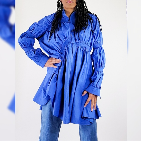 Dresses & Skirts - Ruched Style Button Down Shirt/Dress